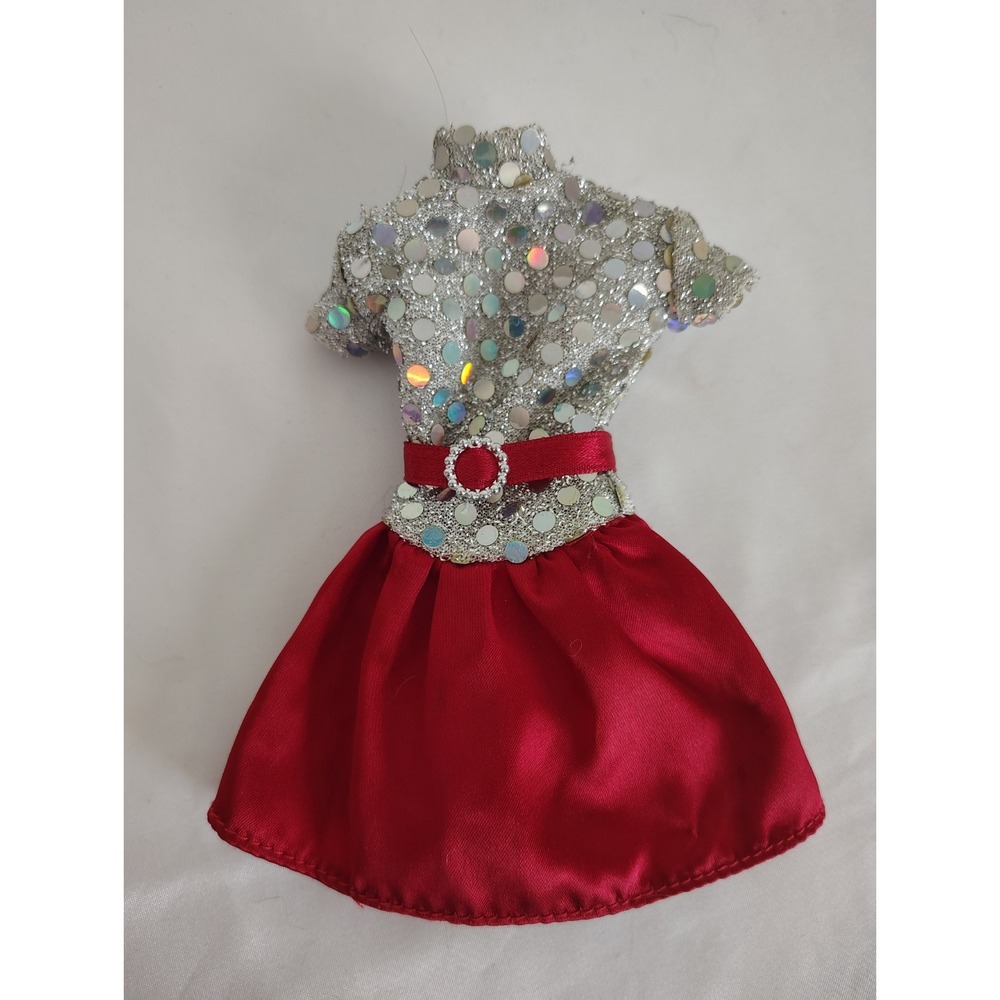 Vintage 1999 Mattel Barbie XXXOOO Valentine's Red & Silver Sequin Dress